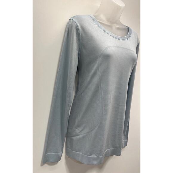 Lululemon Shirt Womens 10 Cyan Blue Swiftly Tech 2.0 Long Sleeve Crew Thumbholes - Picture 3 of 7